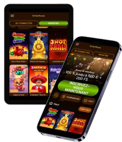 Strikerroomz Casino depuis un smartphone